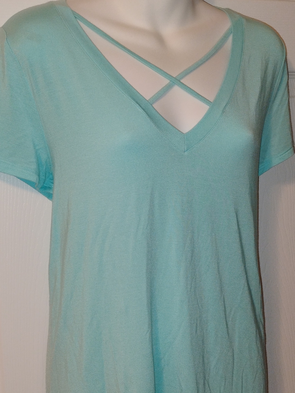 PINK Victoria's Secret Mint Crisscross V-Neck Short Sleeve Tee
